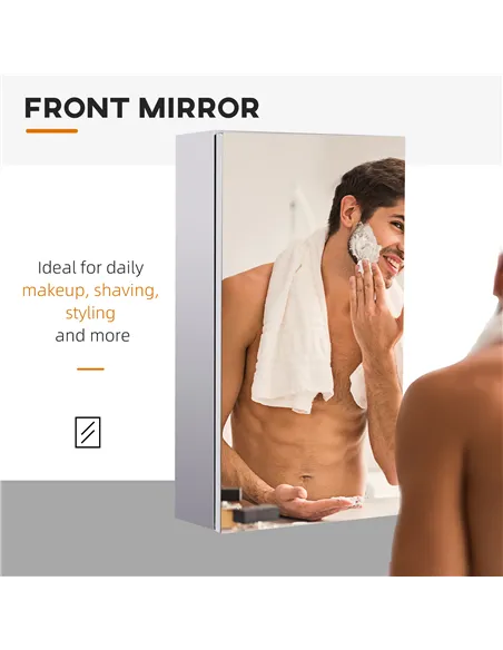 HOMCOM Stainless Steel Wall-mounted Bathroom Mirror Storage Cabinet 300mm (W)