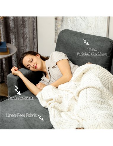 HOMCOM L Sofa Bed, with Storage - Charcoal Grey