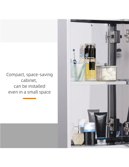 HOMCOM Stainless Steel Wall-mounted Bathroom Mirror Storage Cabinet 300mm (W)
