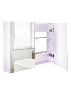 HOMCOM 80 x 15 cm Double Door Bathroom Mirror Cabinet - White