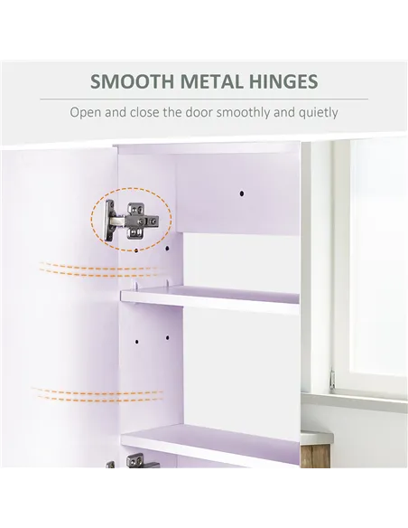 HOMCOM 80 x 15 cm Double Door Bathroom Mirror Cabinet - White