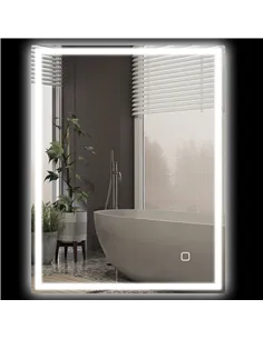 HOMCOM 90 x 70cm LED Bathroom Mirror with Lights, Dimmable Makeup Mirror, Vanity Mirror with 3 Colour, Smart Touch, Anti-Fog