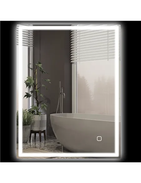 HOMCOM 90 x 70cm LED Bathroom Mirror with Lights, Dimmable Makeup Mirror, Vanity Mirror with 3 Colour, Smart Touch, Anti-Fog