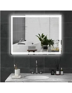 HOMCOM 90 x 70cm LED Bathroom Mirror with Lights, Dimmable Makeup Mirror, Vanity Mirror with 3 Colour, Smart Touch, Anti-Fog 2