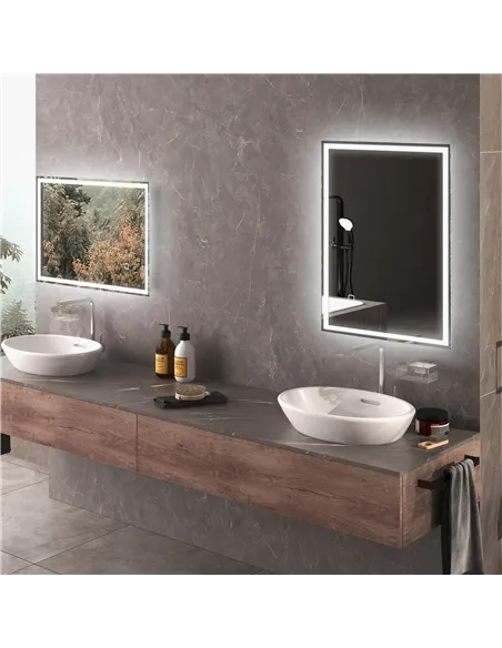 HOMCOM 70 x 50cm LED Bathroom Mirror with Lights, Dimmable Makeup Mirror, Vanity Mirror with 3 Colour, Smart Touch, Anti-Fog