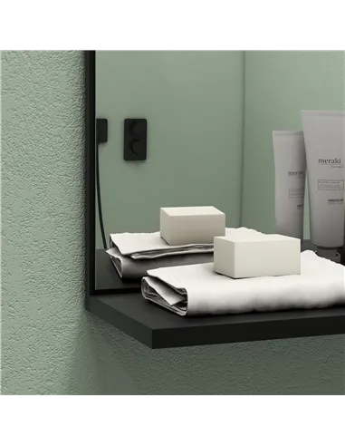 HOMCOM Bamboo Panel Bathroom Mirror, with Shelves