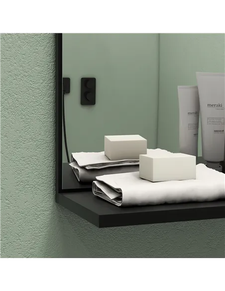 HOMCOM Bamboo Panel Bathroom Mirror, with Shelves