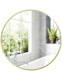 HOMCOM 70cm Aluminium Frame Round Bathroom Mirror - Gold Tone