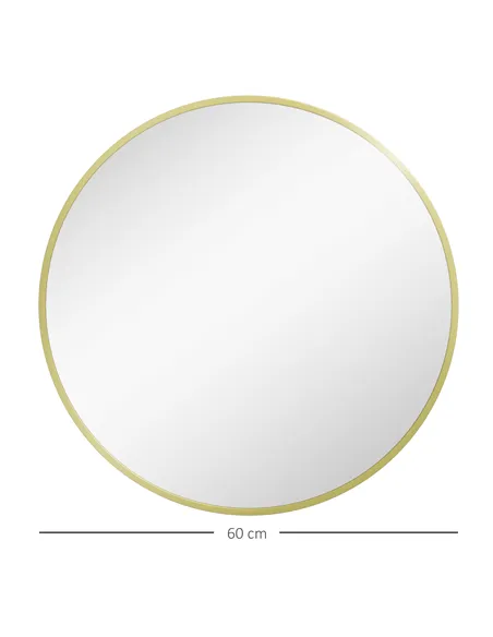 HOMCOM 70cm Aluminium Frame Round Bathroom Mirror - Gold Tone