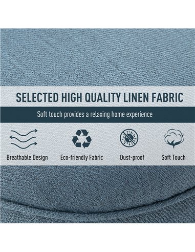 HOMCOM Fabric Single Sofa Dining Chair Tub Chair Upholstered W/ Pillow Solid Wood Leg Home Living Room Furniture Blue