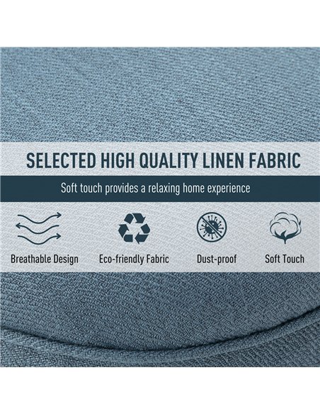 HOMCOM Fabric Single Sofa Dining Chair Tub Chair Upholstered W/ Pillow Solid Wood Leg Home Living Room Furniture Blue