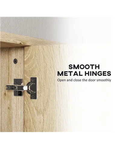 HOMCOM Five-Shelf Mirrored Bathroom Cabinet - Wood-Effect