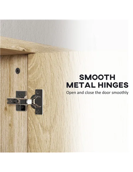 HOMCOM Five-Shelf Mirrored Bathroom Cabinet - Wood-Effect