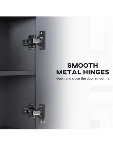 HOMCOM Bathroom Mirror Cabinet, Wall Mounted Bathroom Cabinet with Mirror, 3 Doors and Cupboards, Grey