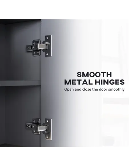 HOMCOM Bathroom Mirror Cabinet, Wall Mounted Bathroom Cabinet with Mirror, 3 Doors and Cupboards, Grey