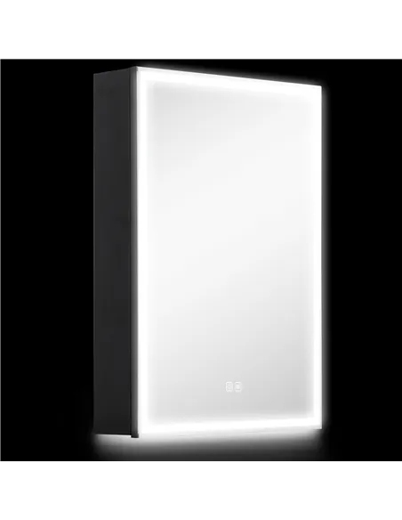 HOMCOM Bathroom Mirror Cabinet with LED Lights and Shaver Socket, 500 x 700 mm Wall Mounted Bathroom Cabinet with Mirror, Demist