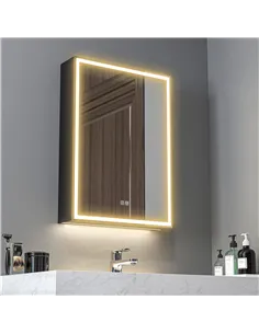 HOMCOM Bathroom Mirror Cabinet with LED Lights and Shaver Socket, 500 x 700 mm Wall Mounted Bathroom Cabinet with Mirror, Demist 2