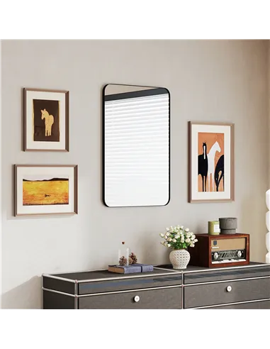 HOMCOM 90 x 60cm Curved Bathroom Mirror - Black