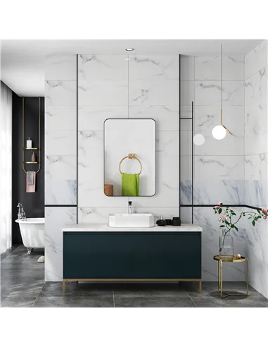 HOMCOM 90 x 60cm Curved Bathroom Mirror - Black