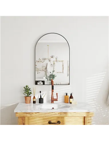 HOMCOM 60 x 90cm Arched Home Mirror - Black