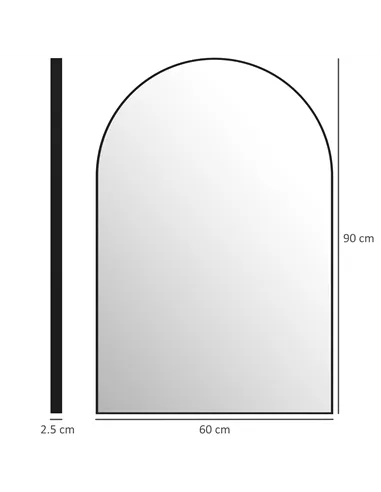 HOMCOM 60 x 90cm Arched Home Mirror - Black