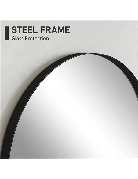 HOMCOM 60 x 90cm Arched Home Mirror - Black