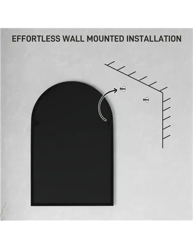 HOMCOM 60 x 90cm Arched Home Mirror - Black