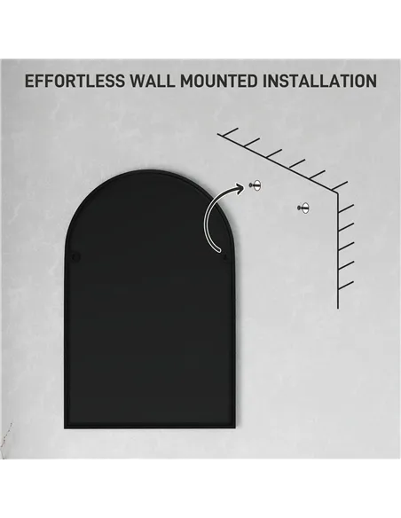 HOMCOM 60 x 90cm Arched Home Mirror - Black