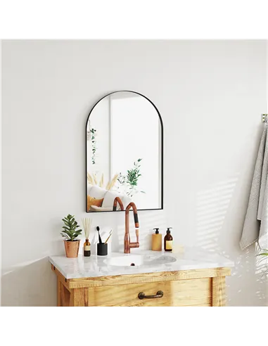 HOMCOM 60 x 90cm Arched Home Mirror - Black
