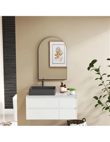 HOMCOM 60 x 90cm Arched Home Mirror - Black