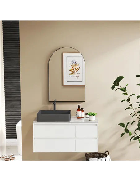 HOMCOM 60 x 90cm Arched Home Mirror - Black