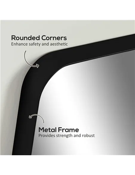 HOMCOM 70 x 50cm Curved Bathroom Mirror - Black