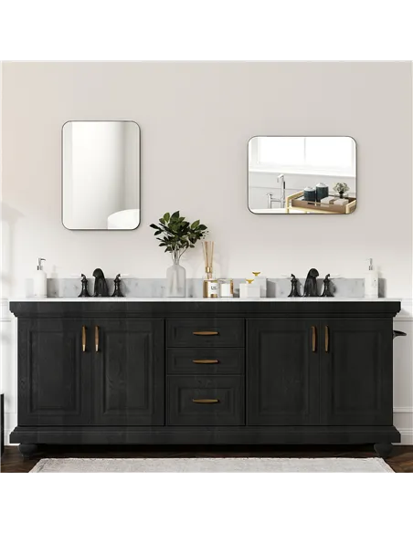 HOMCOM 70 x 50cm Curved Bathroom Mirror - Black
