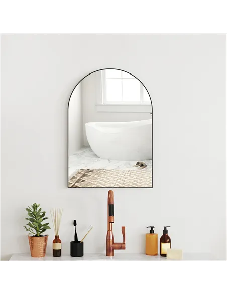 HOMCOM 50 x 70cm Arched Home Mirror - Black