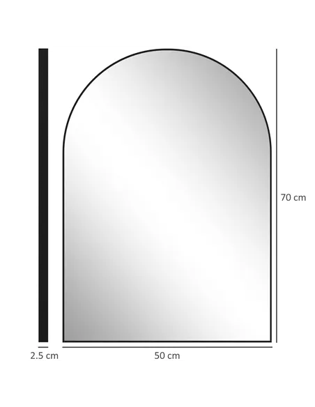 HOMCOM 50 x 70cm Arched Home Mirror - Black