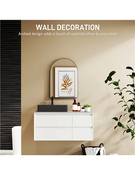 HOMCOM 50 x 70cm Arched Home Mirror - Black