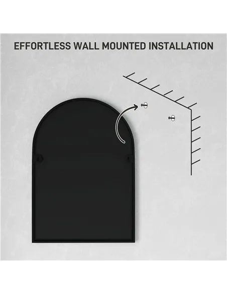 HOMCOM 50 x 70cm Arched Home Mirror - Black