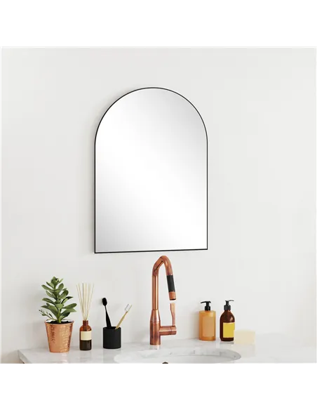 HOMCOM 50 x 70cm Arched Home Mirror - Black