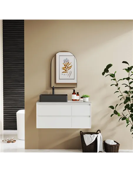 HOMCOM 50 x 70cm Arched Home Mirror - Black