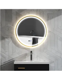 HOMCOM 80cm Anti-Fog LED Bathroom Mirror - Gold Tone 2