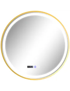 HOMCOM 60cm Anti-Fog LED Bathroom Mirror - Gold Tone