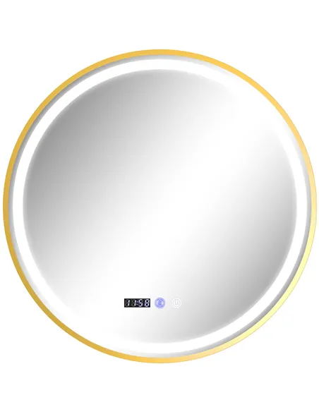 HOMCOM 60cm Anti-Fog LED Bathroom Mirror - Gold Tone