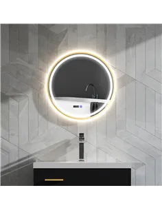 HOMCOM 60cm Anti-Fog LED Bathroom Mirror - Gold Tone 2