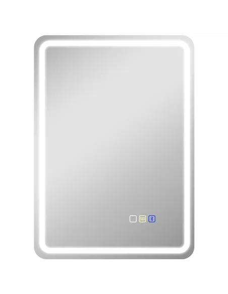HOMCOM 70 x 50 cm Bluetooth Bathroom Mirror - Silver-Tone