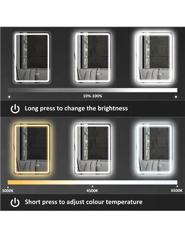 HOMCOM 70 x 50 cm Bluetooth Bathroom Mirror - Silver-Tone