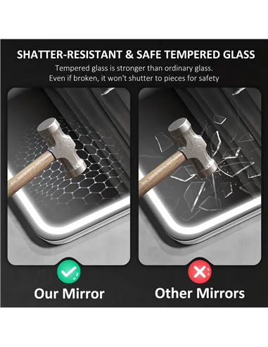 HOMCOM 70 x 50 cm Bluetooth Bathroom Mirror - Silver-Tone