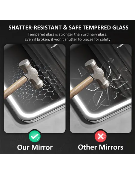 HOMCOM 70 x 50 cm Bluetooth Bathroom Mirror - Silver-Tone