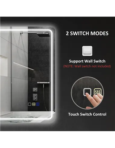 HOMCOM 70 x 50 cm Bluetooth Bathroom Mirror - Silver-Tone