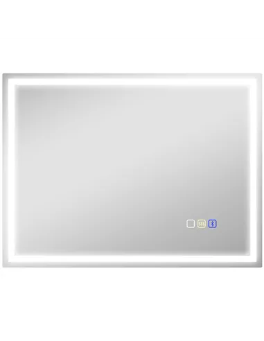HOMCOM 60 x 80 cm Anti-Fog LED Bathroom Mirror, with Bluetooth - Silver Tone