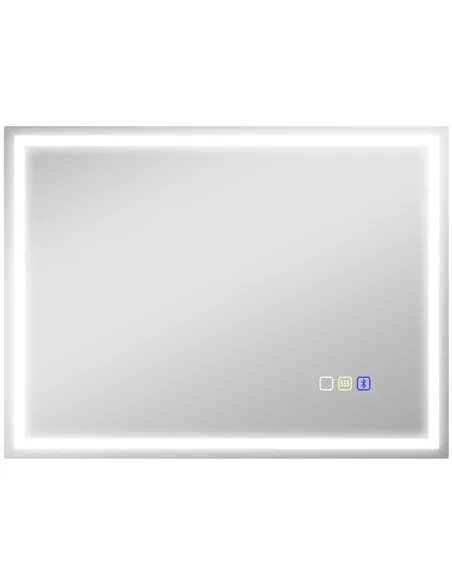 HOMCOM 60 x 80 cm Anti-Fog LED Bathroom Mirror, with Bluetooth - Silver Tone